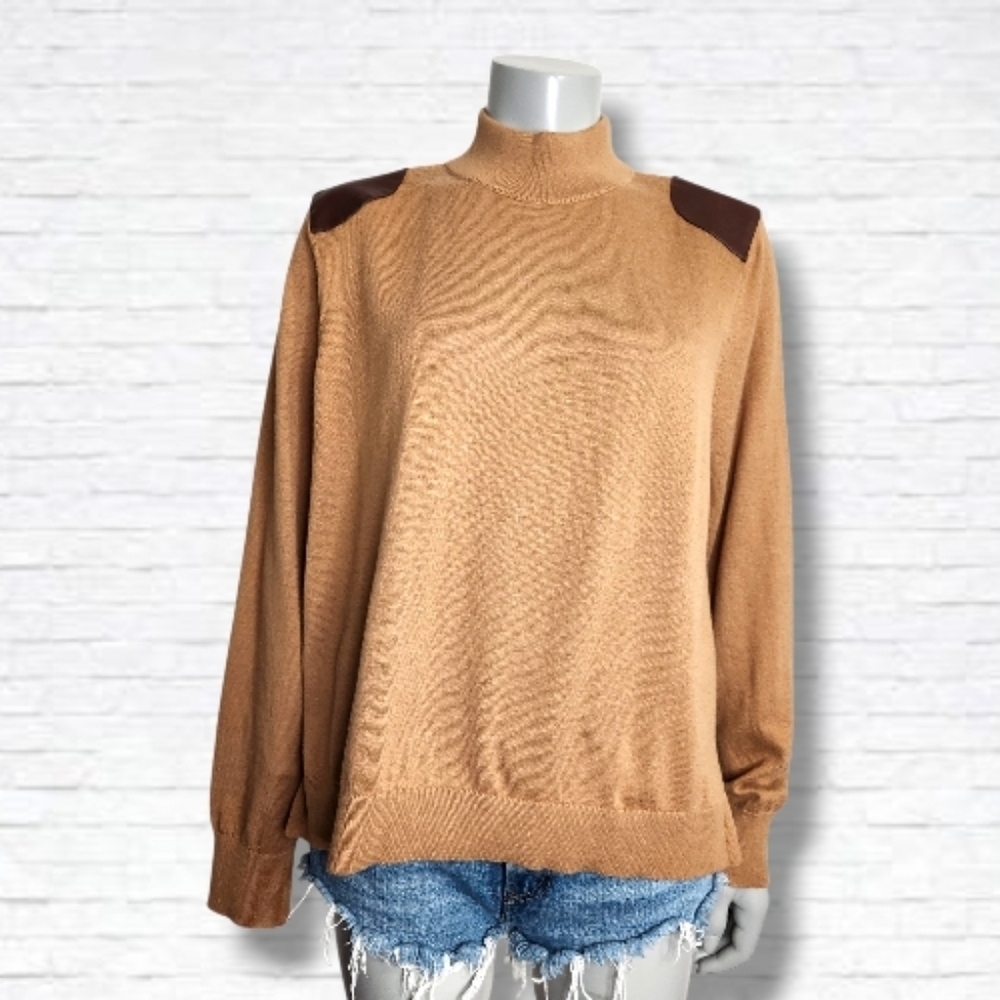 NEW! MICHAEL Michael Kors Tan Mockneck Long Sleeve Sweater Size XL NWT